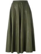 Mm6 Maison Margiela Leather Effect Maxi Skirt, Women's, Size: 40, Green, Viscose/polyurethane/cotton