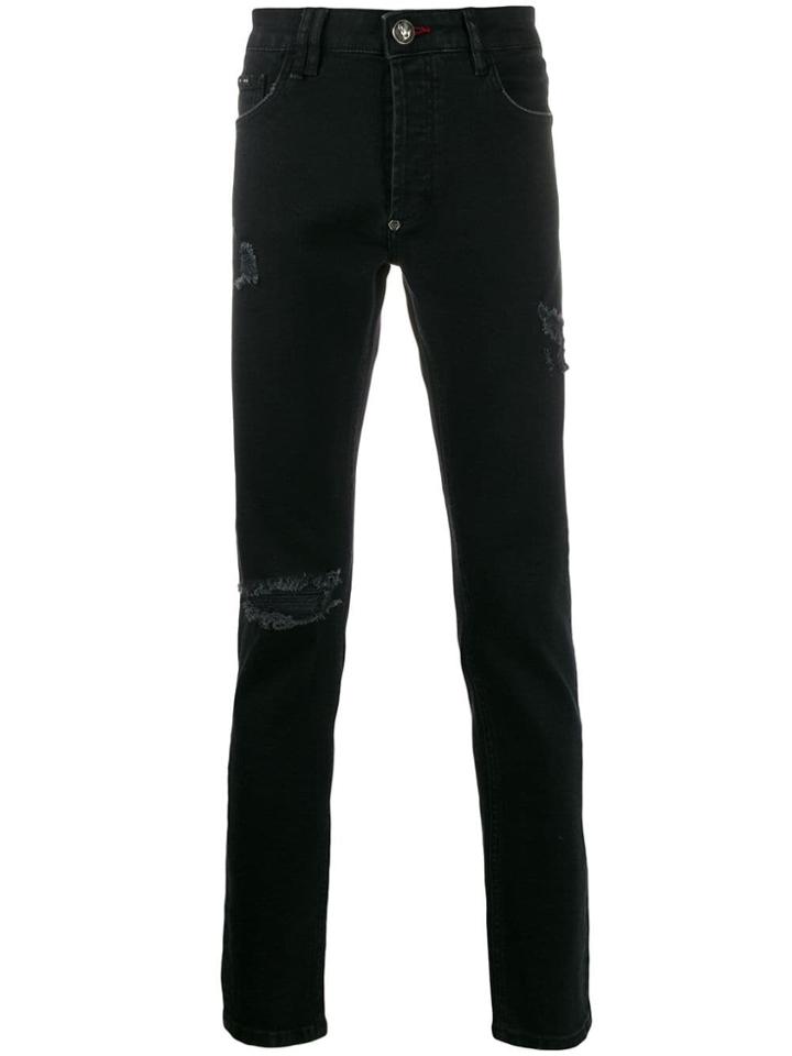 Philipp Plein Super Straight Cut Statement Jeans - Black