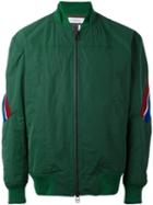 Facetasm - Stripe Detail Bomber - Men - Polyester/cotton - One Size, Green, Polyester/cotton