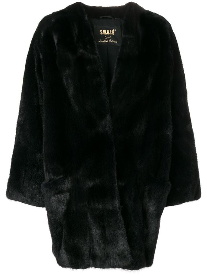 S.w.o.r.d 6.6.44 Cropped Sleeve Fur Coat - Blue