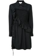 3.1 Phillip Lim Diagonal Ruched Ruffle Long Sleeve Dress - Black