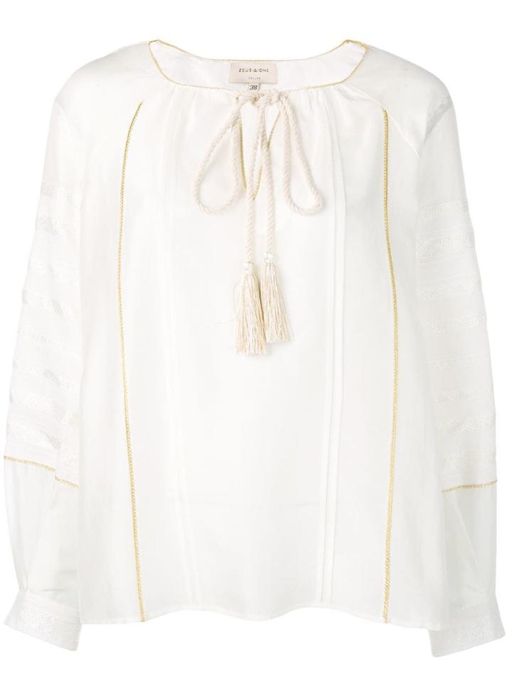 Zeus+dione Braided Tie Blouse - White