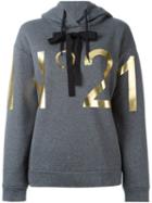 No21 Metallic Logo Hoodie, Women's, Size: 36, Grey, Cotton