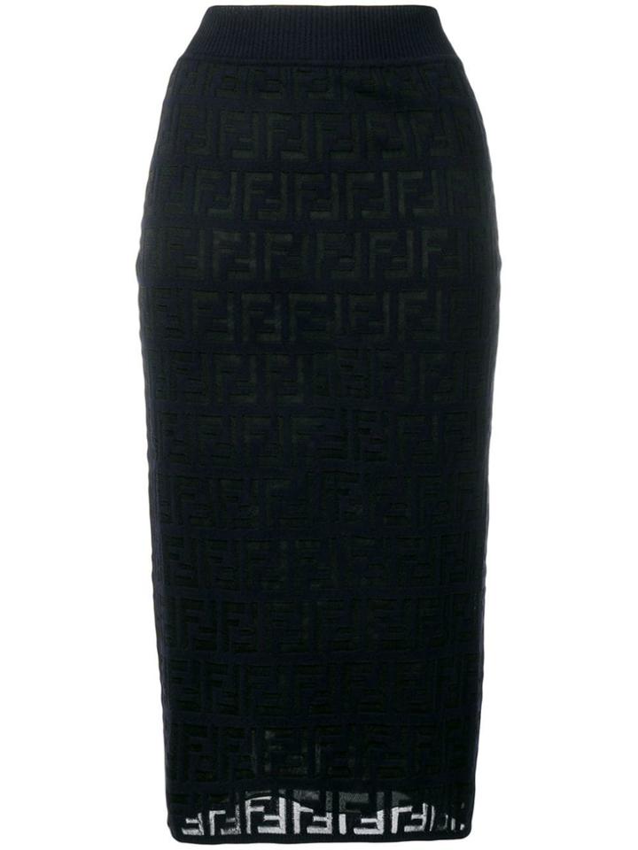 Fendi Ff Pattern Midi Skirt - Blue