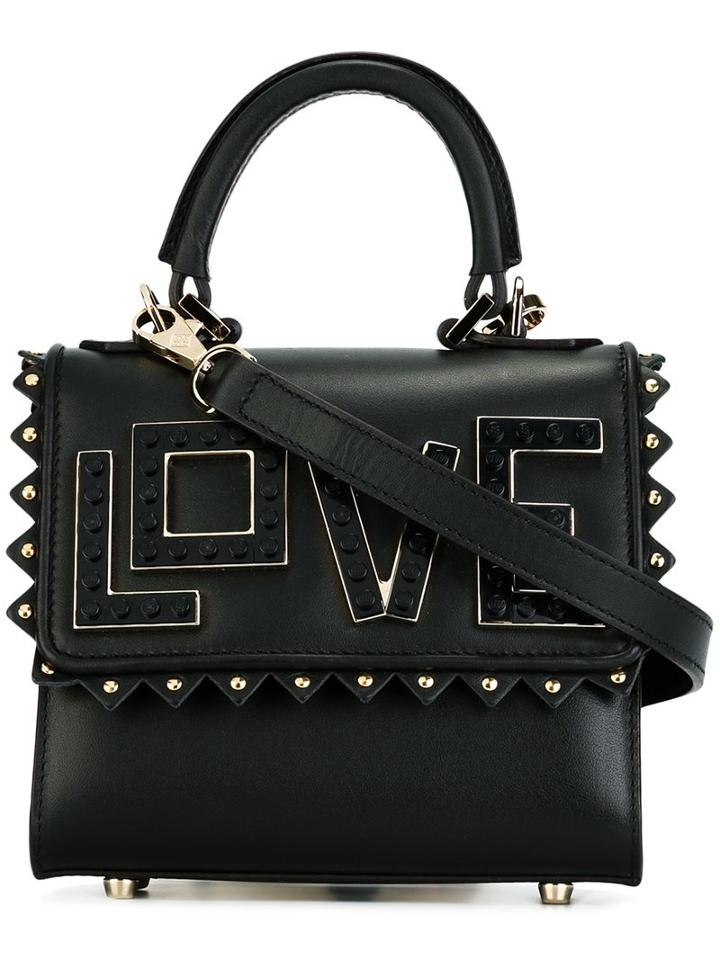 Les Petits Joueurs 'love' Studded Small Tote, Women's, Black