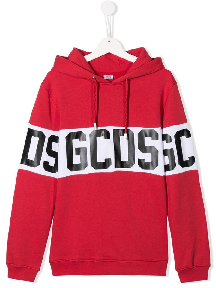Gcds Kids Hooded Logo Sweatshirt - Red