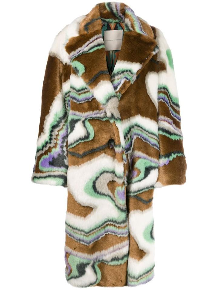 Marco De Vincenzo Belted Faux Fur Coat - Brown