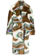 Marco De Vincenzo Belted Faux Fur Coat - Brown