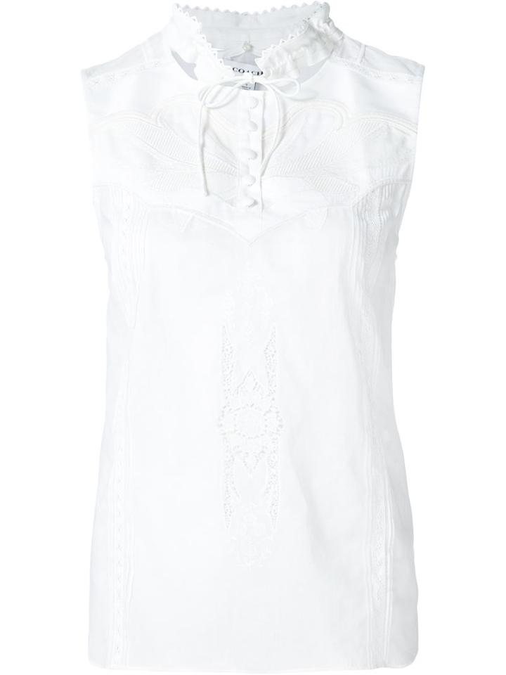 Coach 1941 Ruffle Neck Sleeveless Button Down Blouse