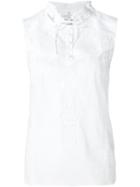 Coach 1941 Ruffle Neck Sleeveless Button Down Blouse