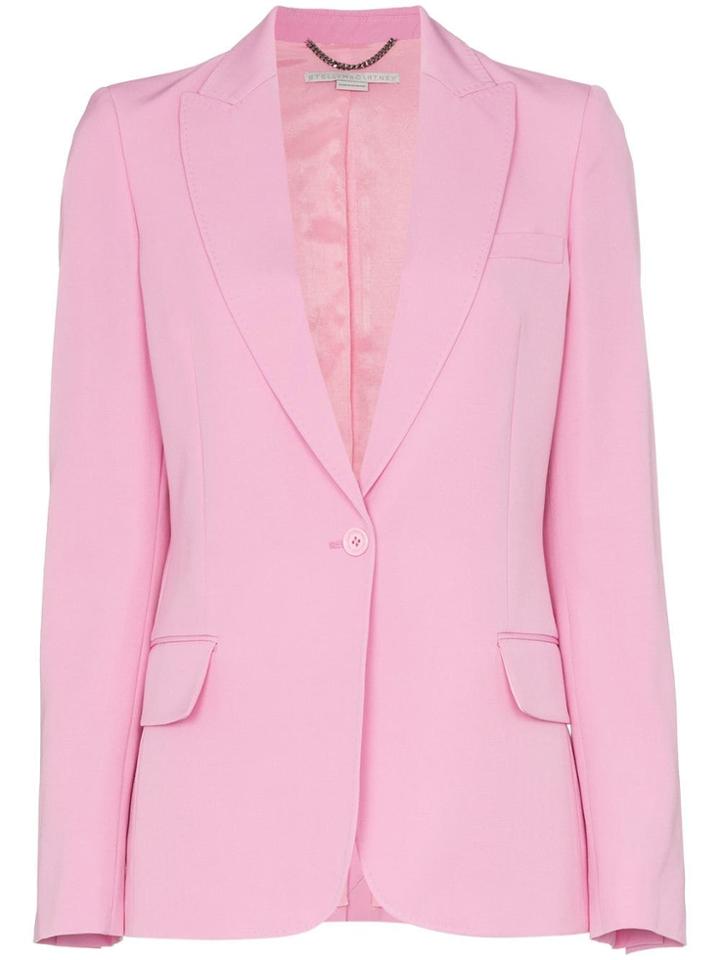 Stella Mccartney Single-breasted Peak Lapel Wool Blazer - Pink