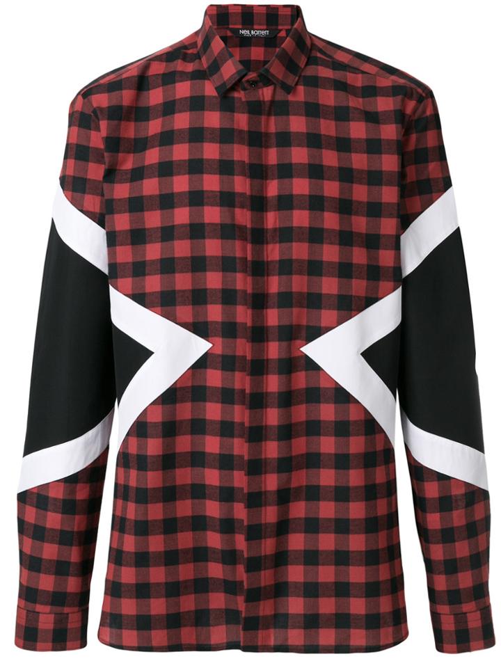 Neil Barrett Checked Arrow Shirt - Red