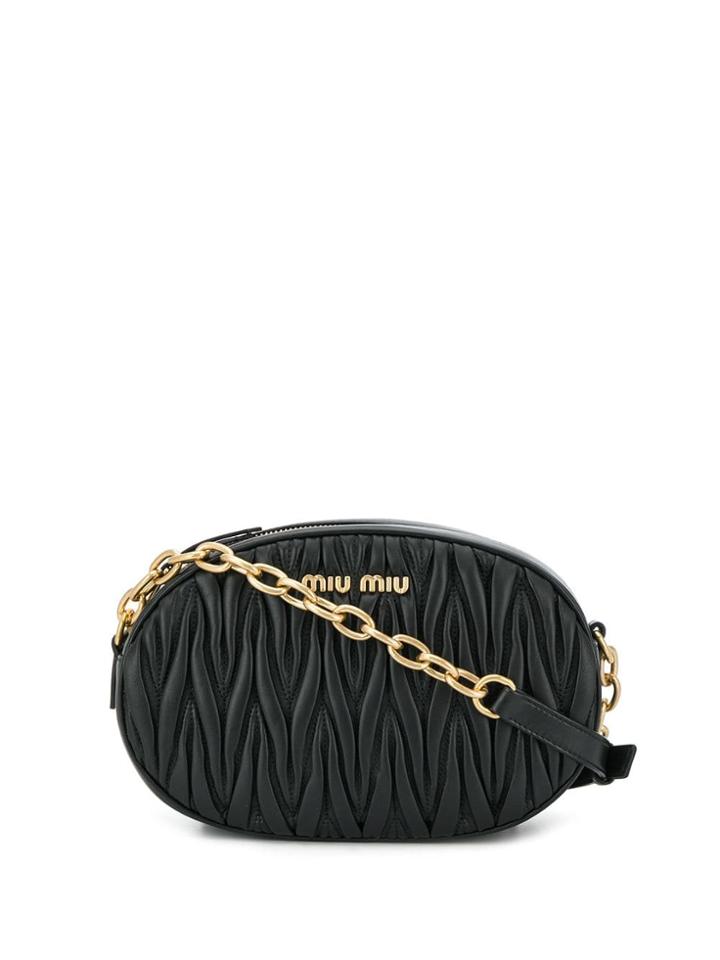 Miu Miu Matelassé Nappa Leather Bandoleer Bag - Black
