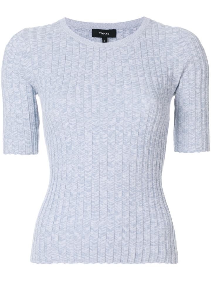 Theory Ribbed Shortsleeved Sweater - Grey