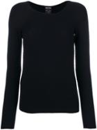 Giorgio Armani - Ribbed Top - Women - Polyester/viscose - 44, Black, Polyester/viscose
