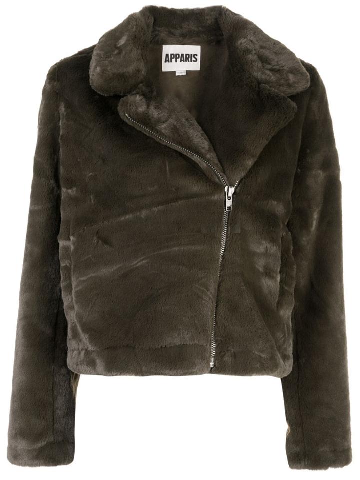 Apparis Faux Fur Biker Jacket - Green