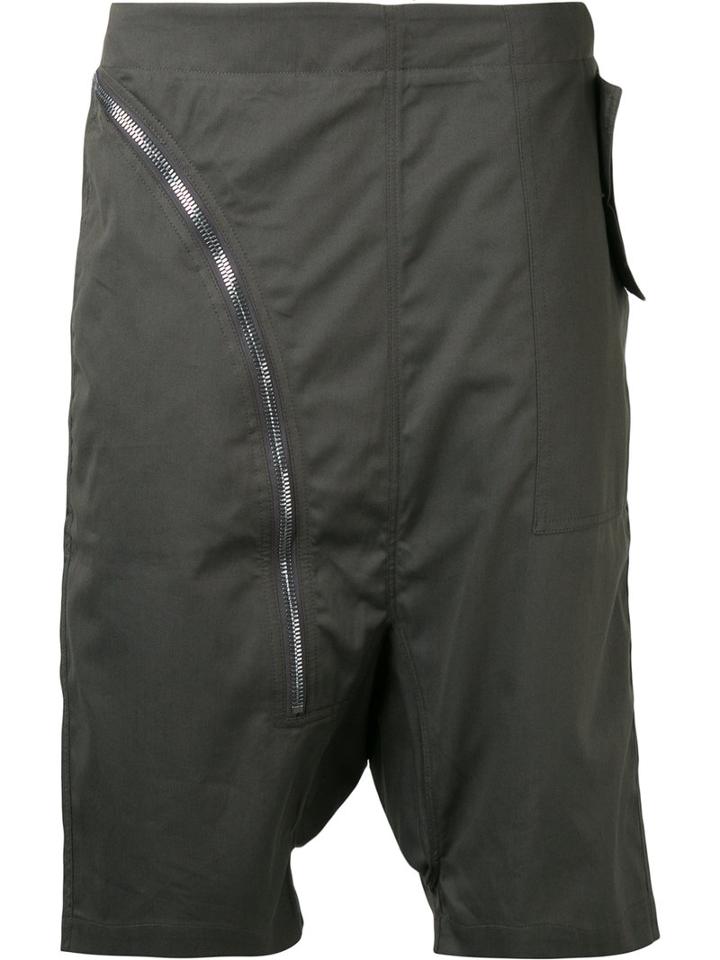 Rick Owens Drkshdw - Drop Crotch Zip Shorts - Men - Cotton - Xs, Brown, Cotton