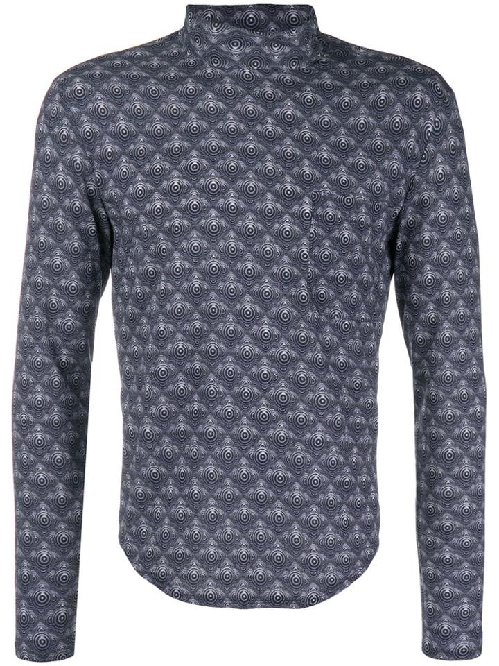 Jean Paul Gaultier Vintage Printed Turtle Neck Top - Blue