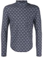Jean Paul Gaultier Vintage Printed Turtle Neck Top - Blue