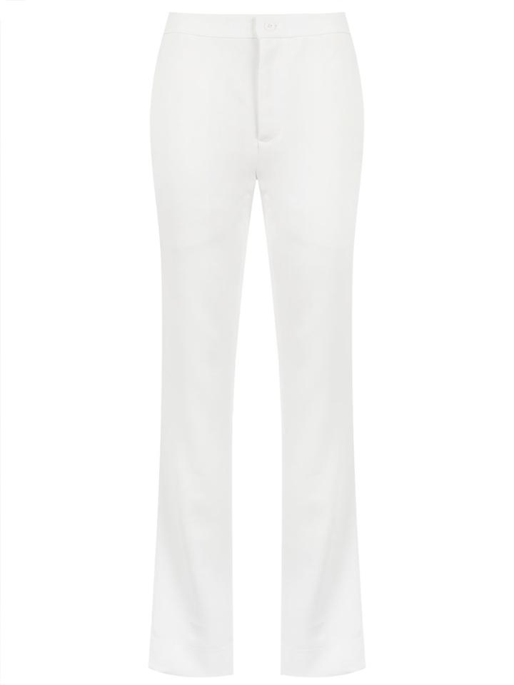 Gloria Coelho Satin Stripe Straight Trousers - White