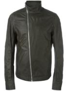 Rick Owens Funnel Neck Jacket, Men's, Size: 52, Grey, Calf Leather/cotton/cupro