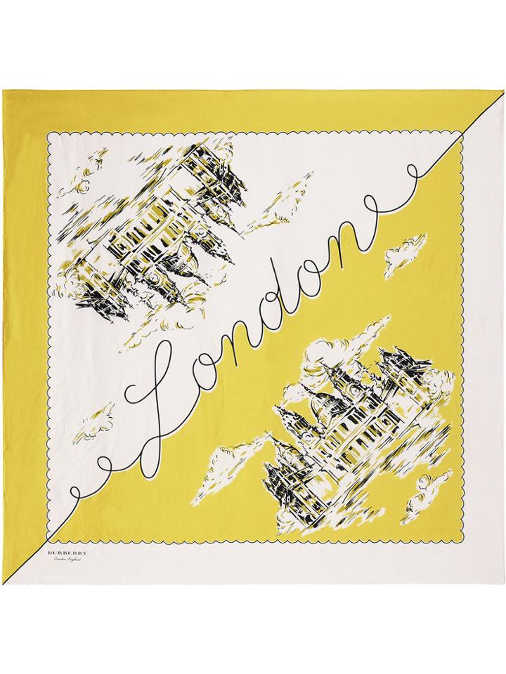 Burberry London Print Square Scarf - Yellow & Orange