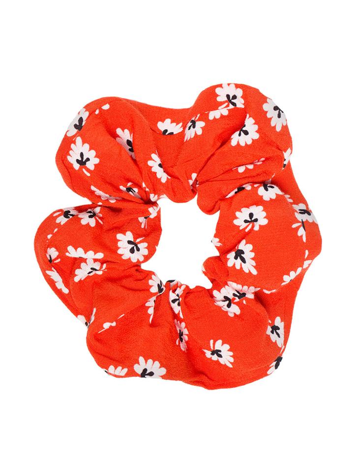 Ganni Red Floral Print Scrunchie
