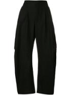 Uma Wang Curved Leg Trousers, Women's, Size: Large, Black, Elastodiene/rayon/wool