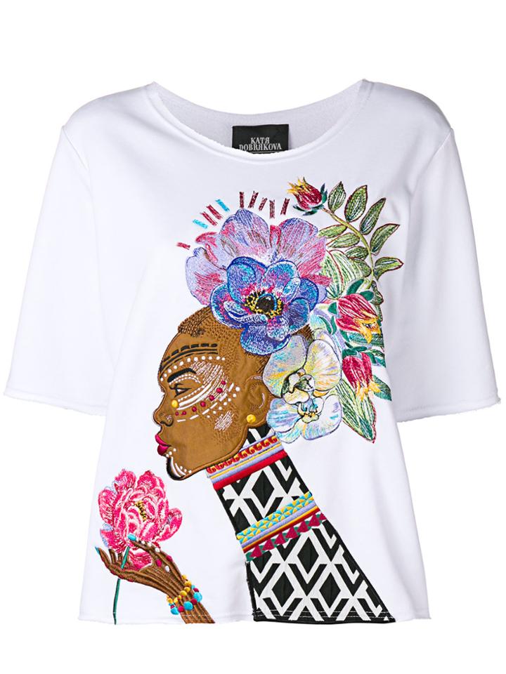 Katya Dobryakova Embroidered Boxy T-shirt - White