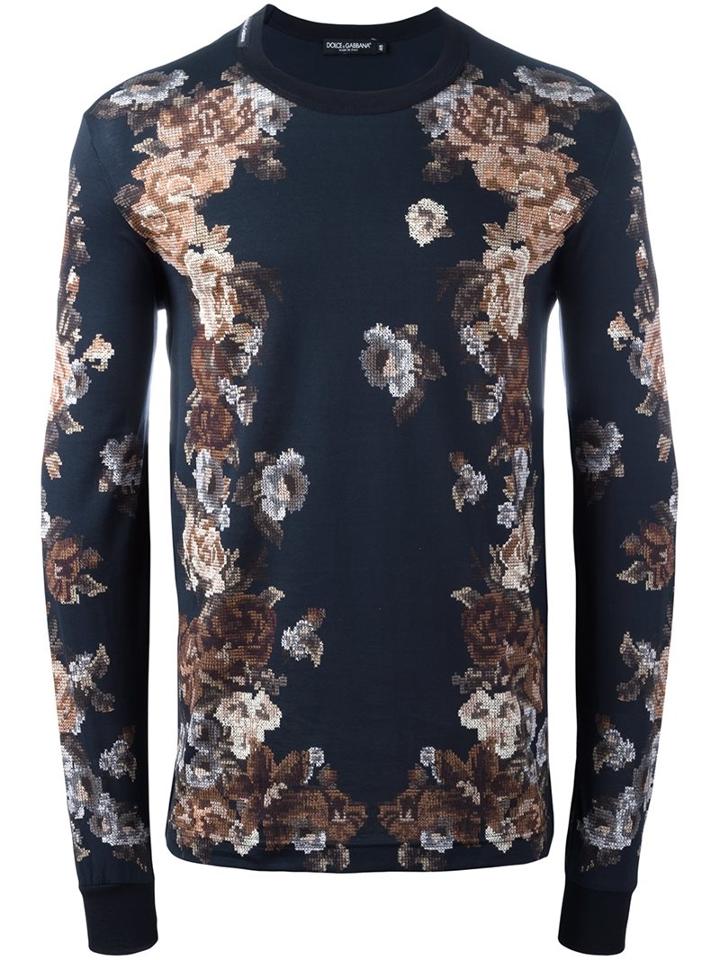 Dolce & Gabbana Floral Cross-stitch Print T-shirt