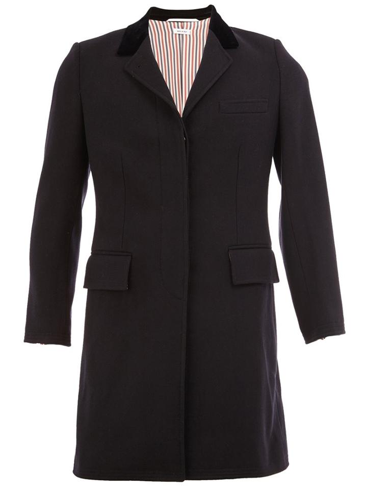 Thom Browne Single Breasted Coat, Women's, Size: 40, Blue, Silk/cotton/wool