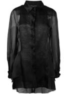 Alberta Ferretti - Sheer Panel Blouse - Women - Silk - 44, Black, Silk
