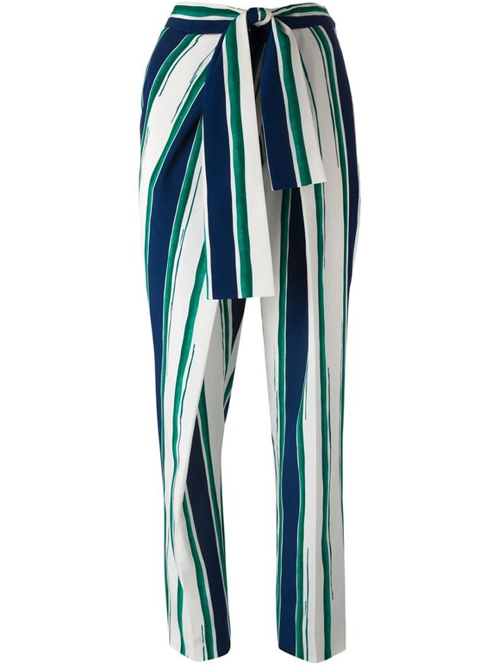 Chloé Striped Sarong Trousers, Women's, Size: 38, Blue, Polyester/silk