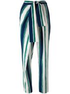Chloé Striped Sarong Trousers, Women's, Size: 38, Blue, Polyester/silk