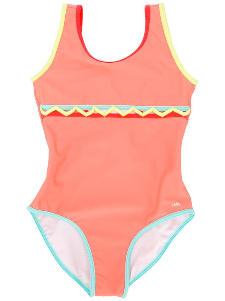 Chloé Kids Zig Zag Detail Swimsuit, Girl's, Size: 8 Yrs, Yellow/orange