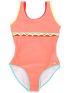 Chloé Kids Zig Zag Detail Swimsuit, Girl's, Size: 8 Yrs, Yellow/orange