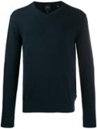 Armani Exchange Embroidered Logo Knit Sweater - Blue