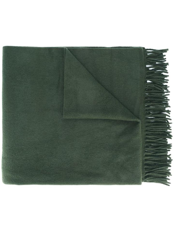 Études Fringed Scarf, Men's, Green, Virgin Wool