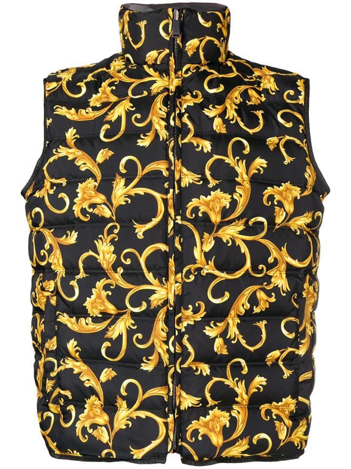 Versace Reversible Printed Puffer Vest - Black