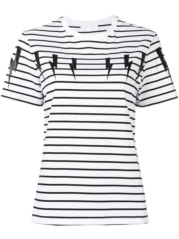 Neil Barrett Striped Thunderbolt T-shirt - White