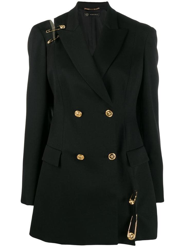 Versace Safety Pin Double-breasted Blazer - Black