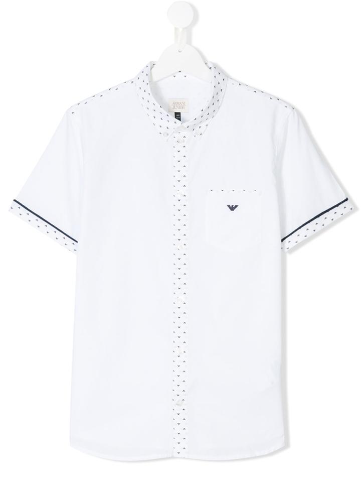 Armani Junior Logo Embroidered Shirt - White