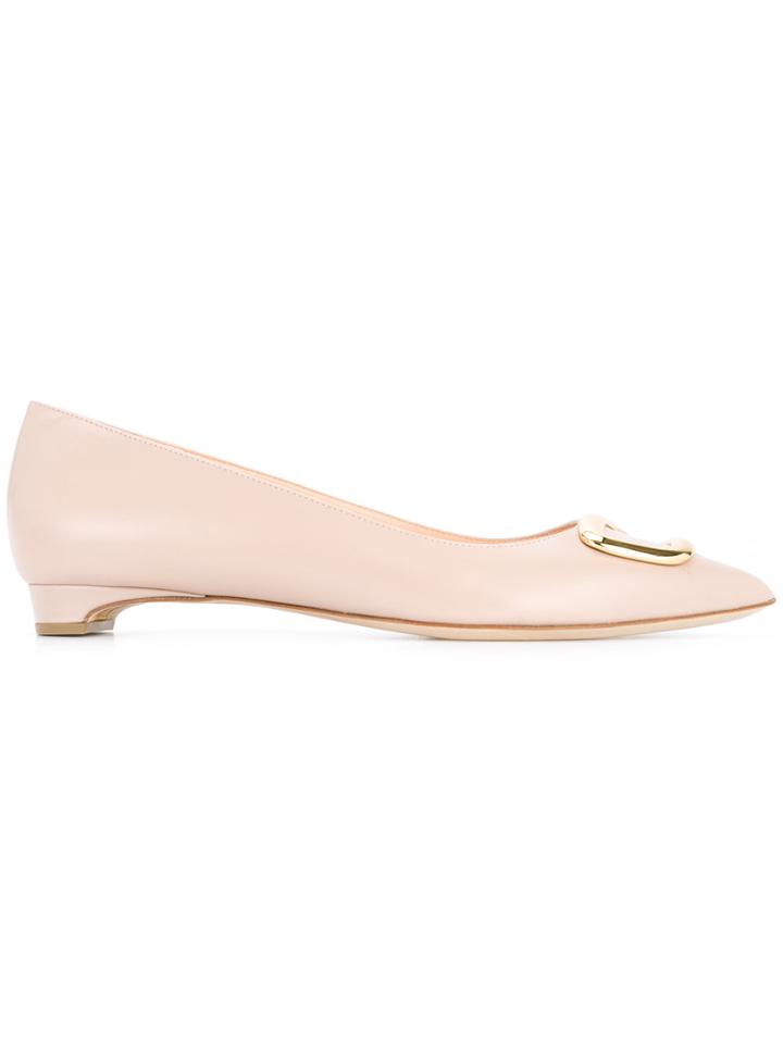 Rupert Sanderson Buckle Front Ballerinas - Nude & Neutrals