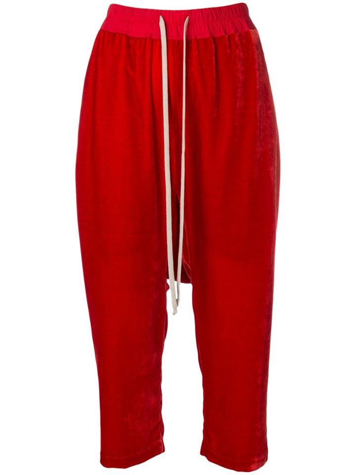 Rick Owens Cropped Track Pants - Red