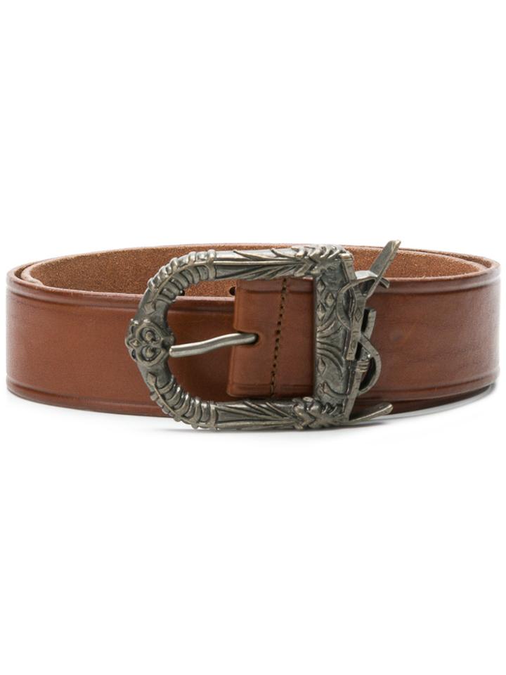 Saint Laurent Monogram Celtic Belt - Brown