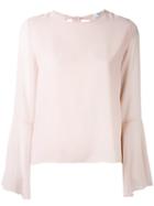 Blugirl - Rear Tie Detail Blouse - Women - Polyester - 42, Pink/purple, Polyester