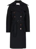 Chloé Belted Wool Trench Coat - Blue