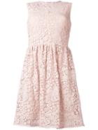 Red Valentino Macramé Flared Dress, Women's, Size: 40, Pink/purple, Cotton/silk/polyester/polyamide