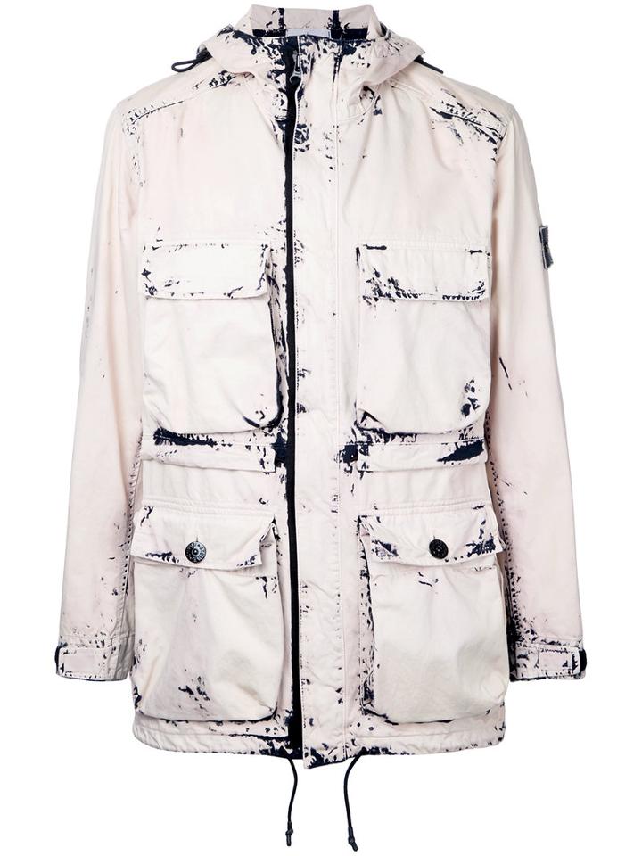 Stone Island - Zip Up Hooded Jacket - Men - Cotton - L, White, Cotton