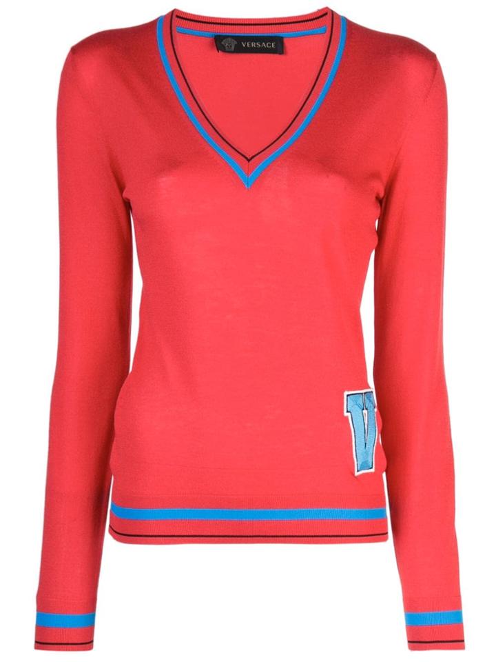 Versace Letter Patch Sweater - Red